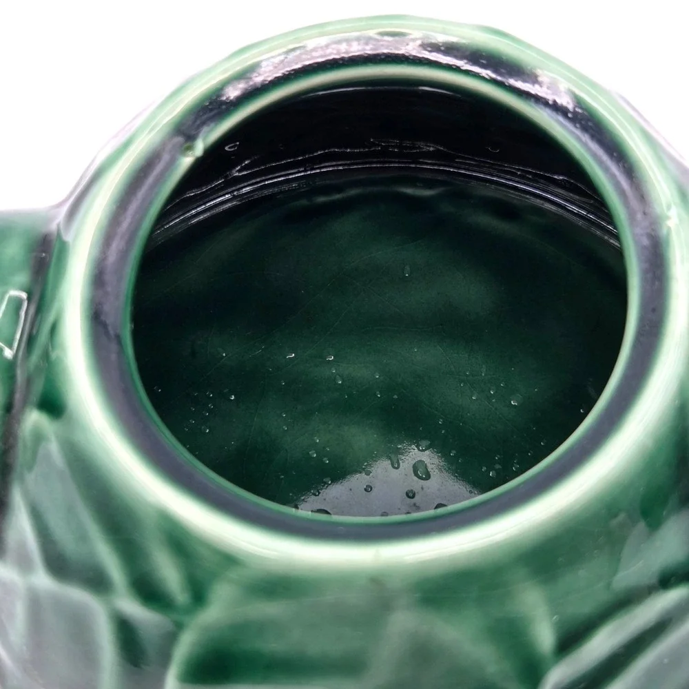 Vintage Pier-1 Imports Teapot Jade Leaves Green Stoneware Pier One Collection 7